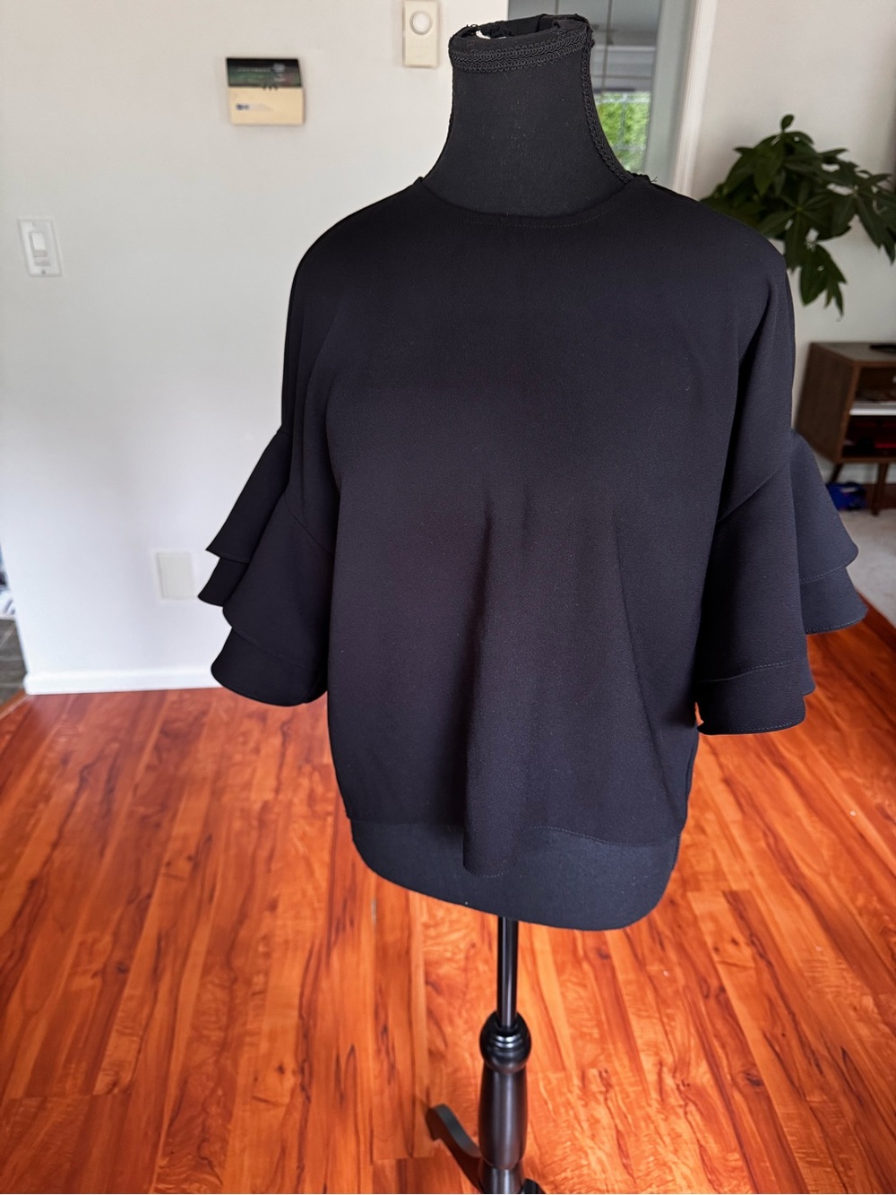 Zara Black Ruffle Sleeve Blouse